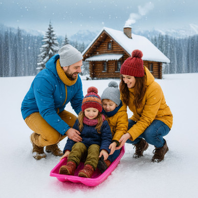 Plastikowe Sanki Ślizg Dziecięce z Hamulcami Szybkie Sanie Zimowe Ślizgacz--RC-K-2049R-5906301420552-Pool Garden Party