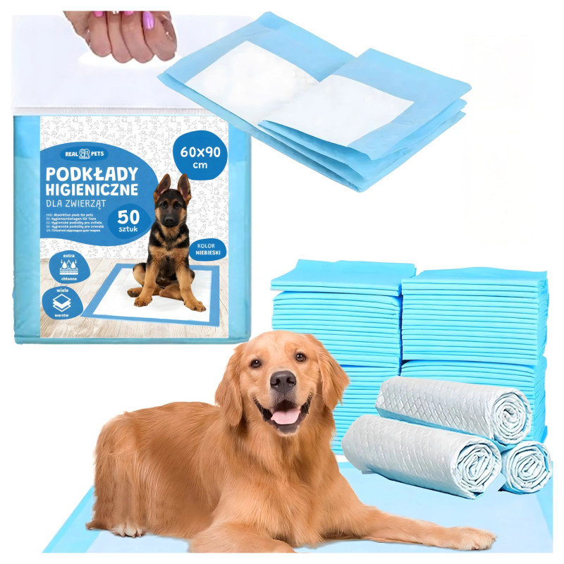 Podkłady Higieniczne Maty dla Psa do Nauki Sikania XL 90x60cm Grube 50 szt