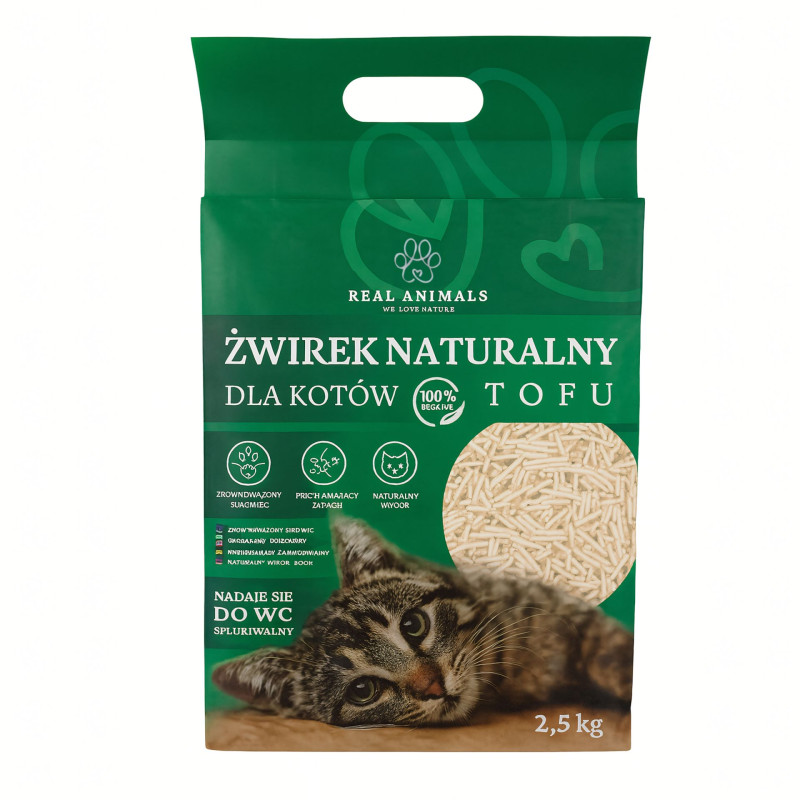 Żwirek Tofu dla Kota BIODEGRADOWALNY Ekologiczny 100% Naturalny 2,5kg 5l