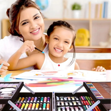 Zestaw do Malowania dla Dzieci Artystyczny Plastyczny Kredki 145 el Walizka- RC-K-001-5905753731162-Pool Garden Party