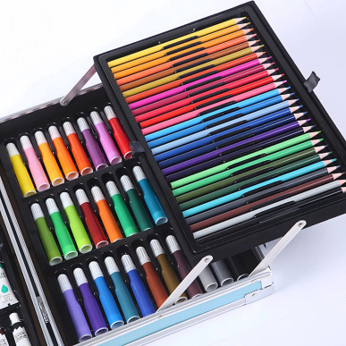 Zestaw do Malowania dla Dzieci Artystyczny Plastyczny Kredki 145 el Walizka- RC-K-001-5905753731162-Pool Garden Party