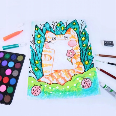 Zestaw do Malowania dla Dzieci Artystyczny Plastyczny Kredki 145 el Walizka- RC-K-001-5905753731162-Pool Garden Party