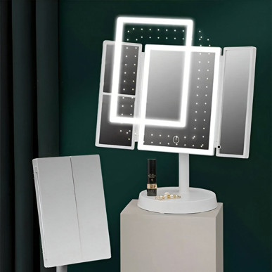 Lusterko kosmetyczne LED do makijażu rozkładane powiększenie x3-PoolGardenParty-RC-K-2093