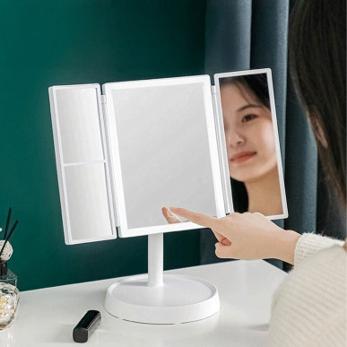 Lusterko kosmetyczne LED do makijażu rozkładane powiększenie x3-PoolGardenParty-RC-K-2093