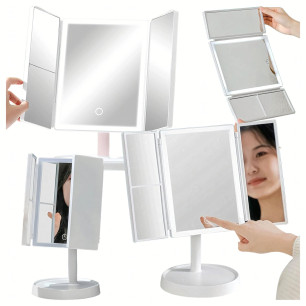 Lusterko kosmetyczne LED do makijażu rozkładane powiększenie x3-PoolGardenParty-RC-K-2093