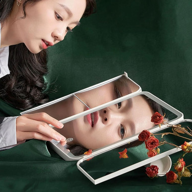 Lusterko kosmetyczne LED do makijażu rozkładane powiększenie x3-PoolGardenParty-RC-K-2093