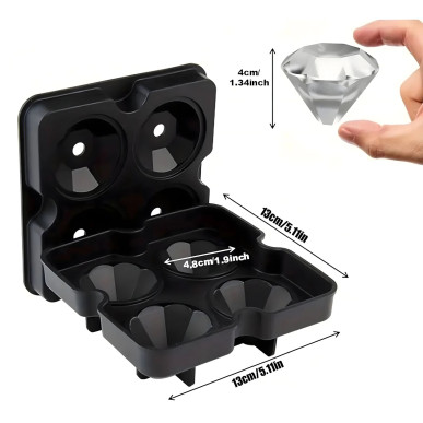 Silikonowa foremka do lodu – diamenty XL, 4 duże kostki-Pool Garden Party RC-K-1780
