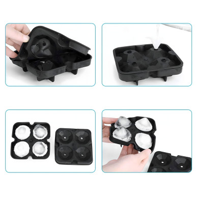 Silikonowa foremka do lodu – diamenty XL, 4 duże kostki-Pool Garden Party RC-K-1780