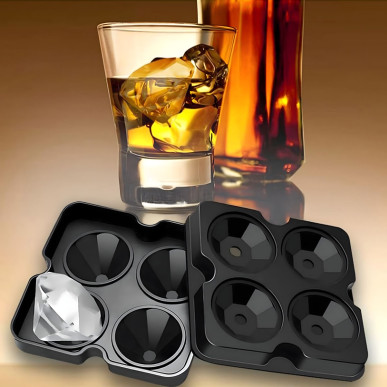 Silikonowa foremka do lodu – diamenty XL, 4 duże kostki-Pool Garden Party RC-K-1780