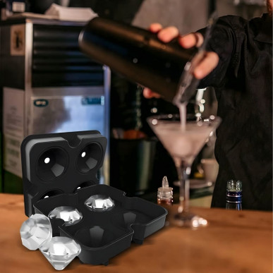 Silikonowa foremka do lodu – diamenty XL, 4 duże kostki-Pool Garden Party RC-K-1780