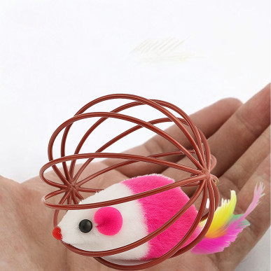 Interaktywna Piłka dla Kota z Myszka Piórkami i Grzechotką – 6 cm RC-K-1644-Pool Garden Party