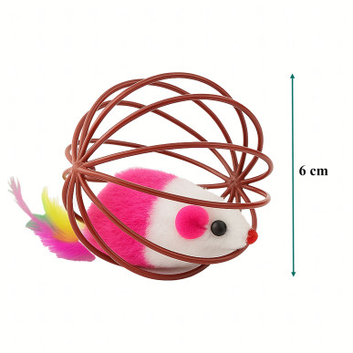 Interaktywna Piłka dla Kota z Myszka Piórkami i Grzechotką – 6 cm RC-K-1644-Pool Garden Party