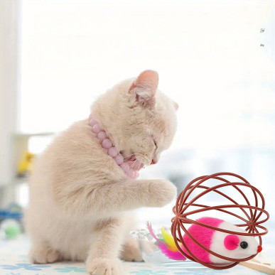 Interaktywna Piłka dla Kota z Myszka Piórkami i Grzechotką – 6 cm RC-K-1644-Pool Garden Party