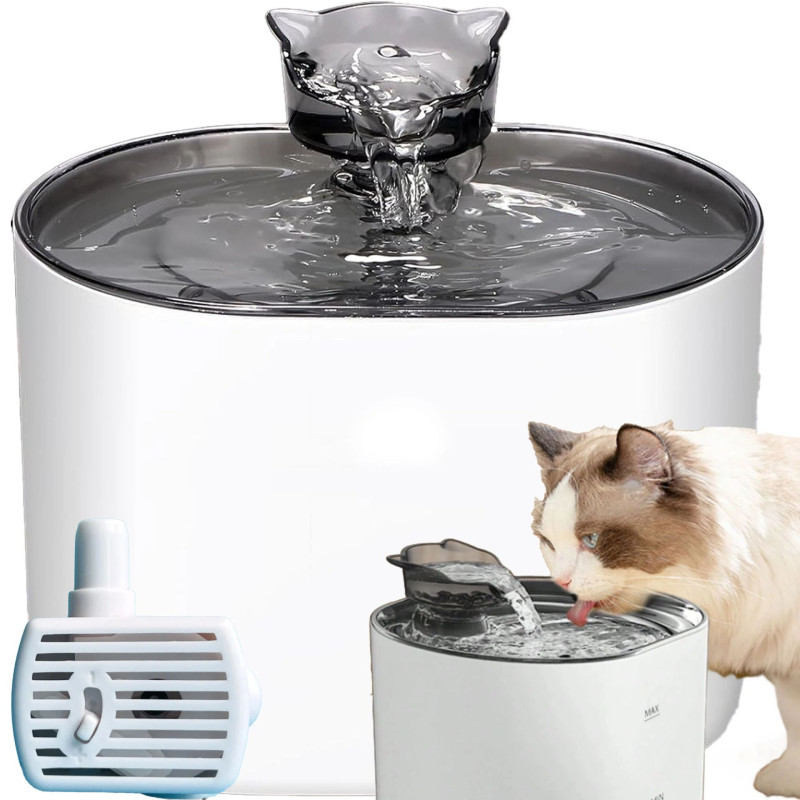 Automatyczne Poidełko/Fontanna 2,2L dla Kota i Psa – Ciche z Poczwórnym Systemem Filtracji-Białe Automatyczne Poidełko/Fontanna 2,2L dla Kota i Psa – Ciche z Poczwórnym Systemem Filtracji-Białe
