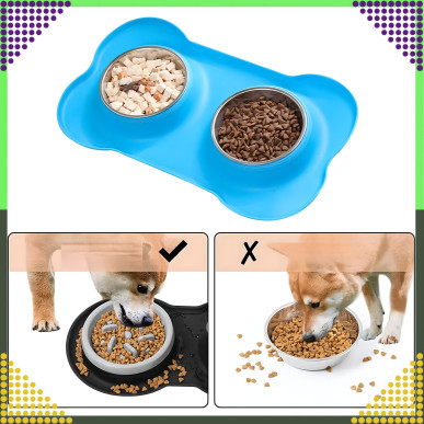 Podwójna Miska dla Kota Psa Antypoślizgowa 2×450 ml RC-K-838- Pool Garden Party