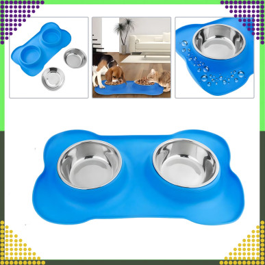 Podwójna Miska dla Kota Psa Antypoślizgowa 2×450 ml RC-K-838- Pool Garden Party