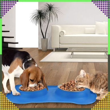 Podwójna Miska dla Kota Psa Antypoślizgowa 2×450 ml RC-K-838- Pool Garden Party