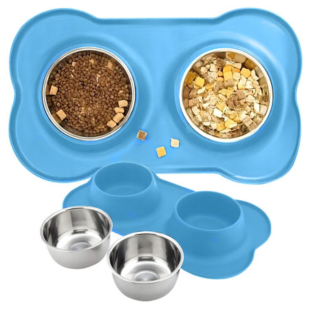 Podwójna Miska dla Kota Psa Antypoślizgowa 2×450 ml RC-K-838- Pool Garden Party