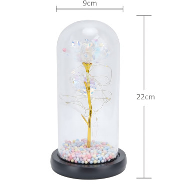 Perła Wiecznej Miłości–Róża LED pod Szklanym Kloszem BIAŁA-RC-K-1496-Pool Garden Party