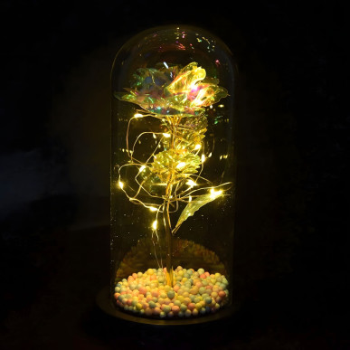 Perła Wiecznej Miłości–Róża LED pod Szklanym Kloszem BIAŁA-RC-K-1496-Pool Garden Party