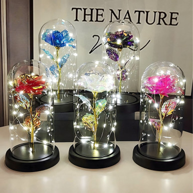 Perła Wiecznej Miłości–Róża LED pod Szklanym Kloszem BIAŁA-RC-K-1496-Pool Garden Party