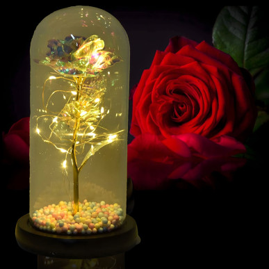 Perła Wiecznej Miłości–Róża LED pod Szklanym Kloszem BIAŁA-RC-K-1496-Pool Garden Party