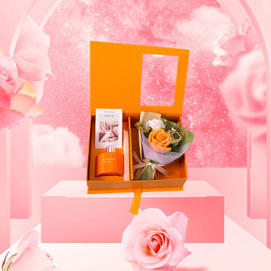 Zestaw Prezentowy Dyfuzor z Patyczkami i Róże Mydlane – Pomarańczowy | Dzień Kobiet, Walentynki-RC-K-857-POOL GARDEN PARTY