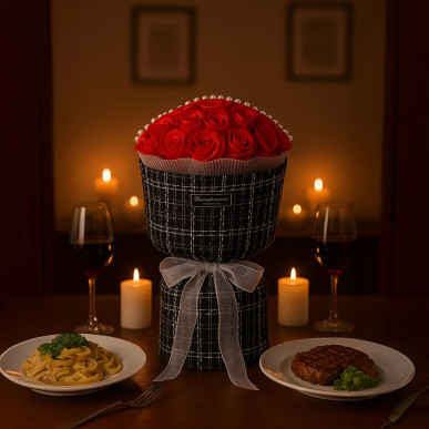 Mydlane Róże Czerwone LED – Zestaw Prezentowy na Walentynki Dzień Kobiet Urodziny-RC-K-854-POOL GARDEN PARTY