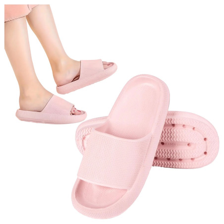 Lekkie Klapki Damskie Piankowe Kapcie Letnie na Plażę Basen rozm. 38-39-różowe RC-K-1113- pool garden party