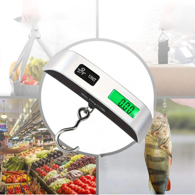 Cyfrowa Waga Bagażowa i Wędkarska – Ręczna Waga Hakowa 50kg LCD RC-K-1384- Pool Garden Party