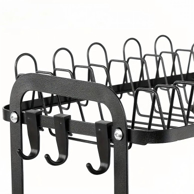 Duża Czarna Suszarka do Naczyń XXL – Dwupoziomowy Ociekacz z Odpływem RC-K-1545- Pool Garden Party