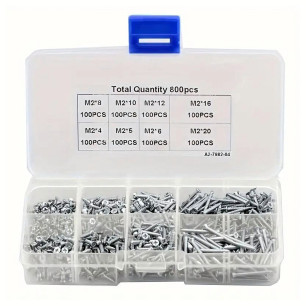 Zestaw Śrub Wkrętów Uniwersalnych M2 Stal – do Drewna Elektroniki 800 szt.