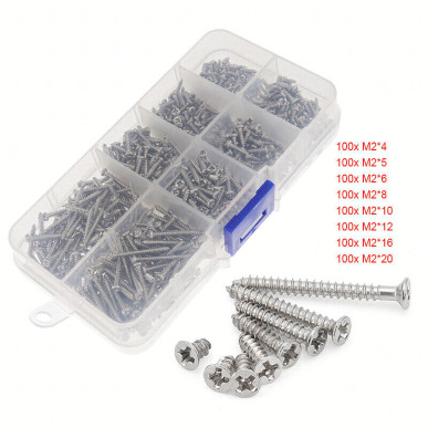 Zestaw Śrub Wkrętów Uniwersalnych M2 Stal – do Drewna Elektroniki 800 szt. RC-K-1592-Pool Garden Party
