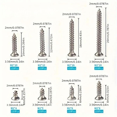 Zestaw Śrub Wkrętów Uniwersalnych M2 Stal – do Drewna Elektroniki 800 szt. RC-K-1592-Pool Garden Party
