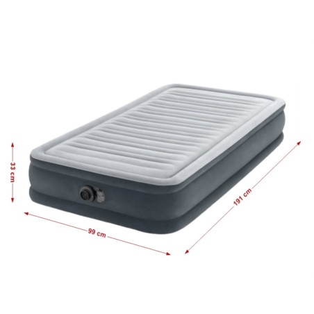 Materac do spania 99 x 191 x 33 cm Comfort Plush Twin z wbudowaną pompką elektryczną Intex