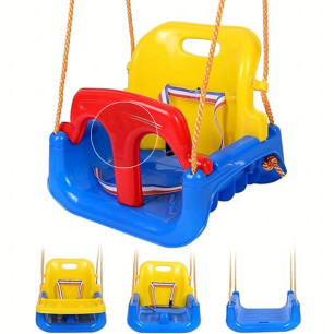 Huśtawka Kubełkowa dla Dziecka 3w1 Regulowana z Oparciem do Ogrodu i Domu