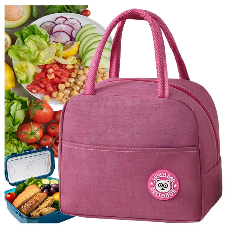 Lunch Box Torba Termiczna Śniadaniowa Izolacyjna na Jedzenie-różowa