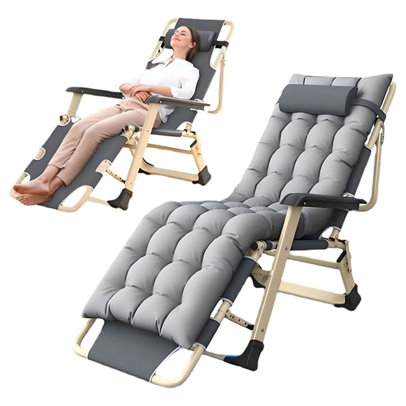 Leżak Plażowy Turystyczny Grawitacyjny, Składana Leżanka z Poduszką