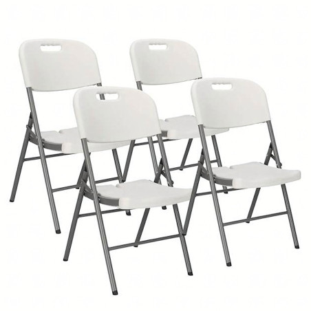 4 x Krzesło Cateringowe Składane Ogrodowe, Białe Krzesło na Piknik i Eventy