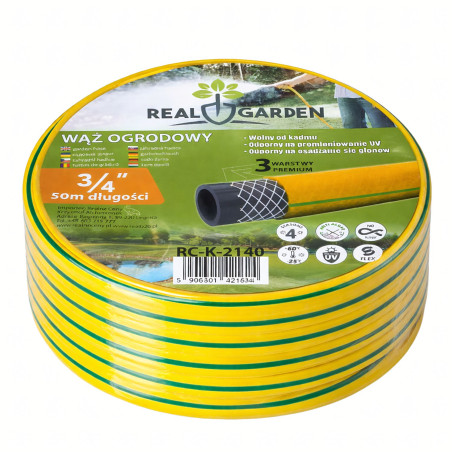 Wąż Ogrodowy 3/4 50m 3-Warstwowy Zbrojony, Mocny Wąż do Podlewania