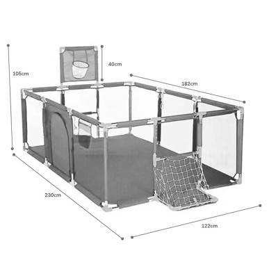 Duży Kojec dla dziecka Plac zabaw Suchy basen + piłki 235 x 129 cm RC-K-463 Pool Garden Party