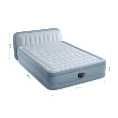 Materac do spania 152 x 236 x 86 cm Ultra Plush Headboard z wbudowaną pompką i wezgłowiem Intex 64450 Pool Garden Party