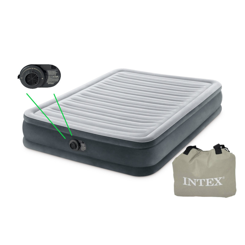 Materac do spania 137 x 191 x 33 cm Comfort Plush Full z wbudowaną pompką elektryczną Intex Materac do spania 137 x 191 x 33 cm Comfort Plush Full z wbudowaną pompką elektryczną Intex