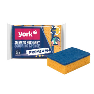 Zmywak Myjka Gąbka Kuchenna PREMIUM 5 szt. do mycia naczyń dwuwarstwowe żółte YORK