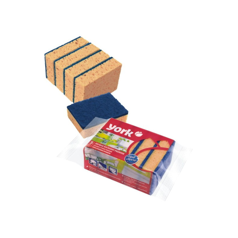 Zmywak Myjka Gąbka Kuchenna PREMIUM 5 szt. do mycia naczyń dwuwarstwowe żółte YORK