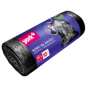 Worki na śmieci z taśmą DIAMOND 60 l / 10 szt. ekologiczne wytrzymałe elastyczne YORK YO4094080-003082