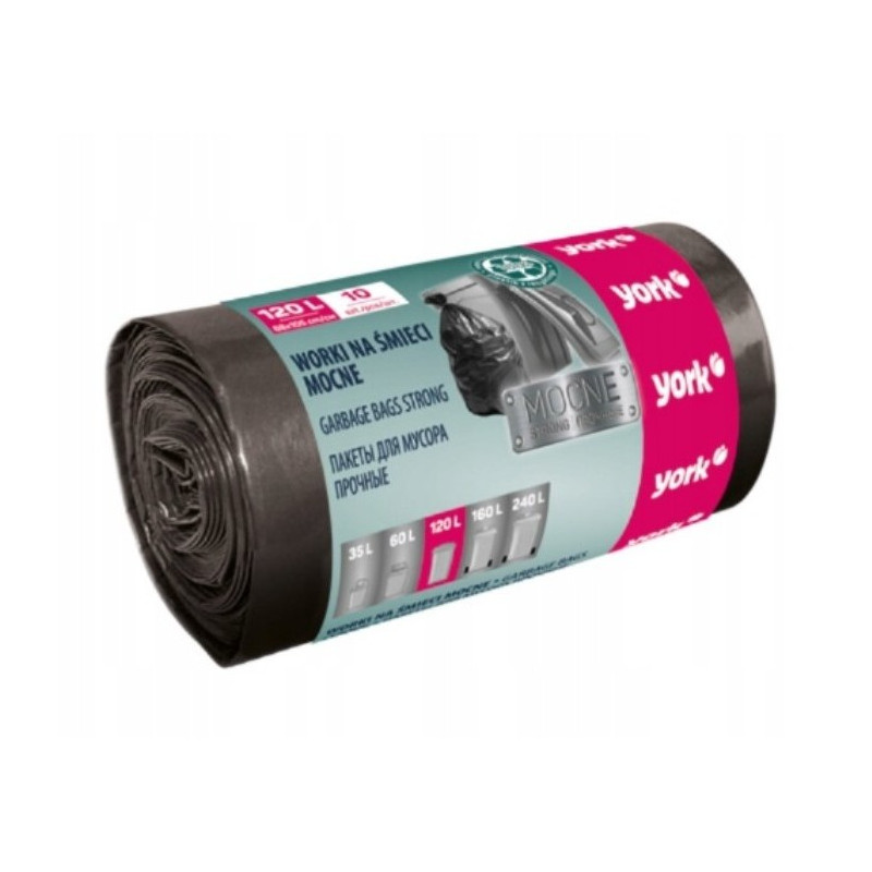 Worki na śmieci odpady bardzo MOCNE 120 l / 10 szt. YORK