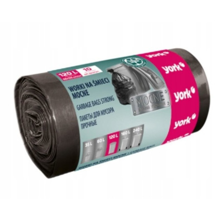 Worki na śmieci odpady bardzo MOCNE 120 l / 10 szt. YORK YO4090530-002635