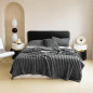 Koc Dekoracyjny Kapa Narzuta na Łóżko Kanapę Tłoczony Prążki 200x220 Duży