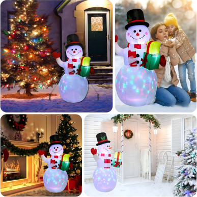 Dmuchany Bałwan Świąteczny Ozdoba Boże Narodzenie Podświetlany 150cm Led-RC-K-1941-5906301451457-PoolGardenParty